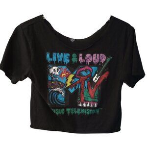 MTV Music Television Live & Loud 2022 Viacom CutOff Cropped Short Sleeve Tee S/M